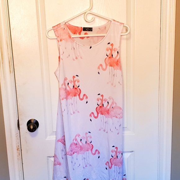 XYNC White Flowy Flamingo Dress - Picture 1 of 3